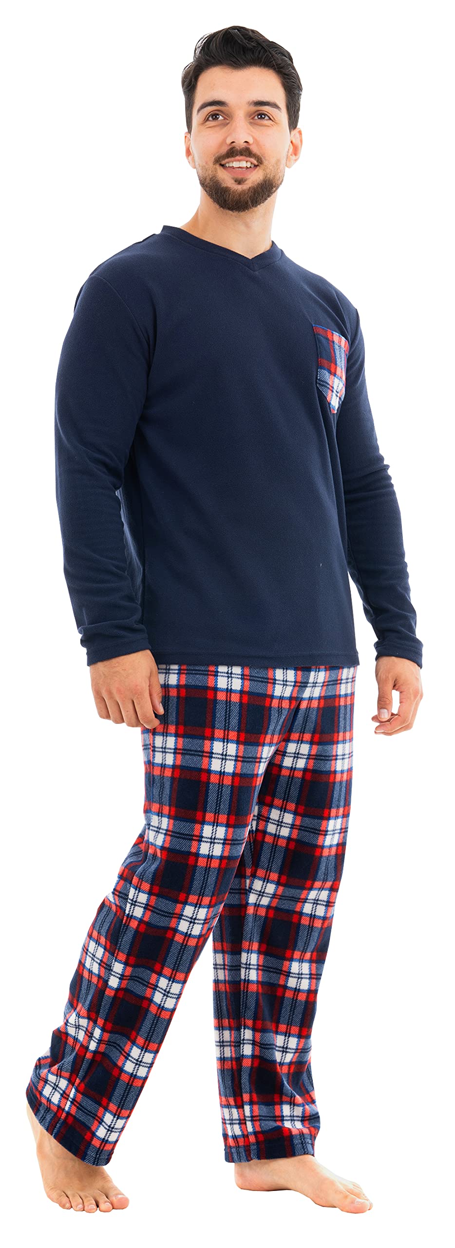 i-Smalls Pijama inverso para hombre, forro polar, manga larga, ropa de dormir