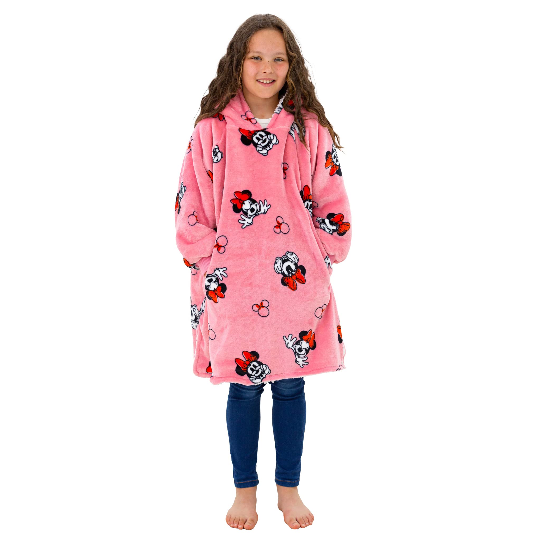Minnie Mouse - Oversized Sherpa Fleece Hoodie Blanket - Pink - Adult