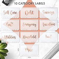 Vista 5 de SOUL MAMA - Carpeta presupuestaria A6 color negro con sobres de efectivo, organizador de dinero de piel sintética para efectivo, 10 calcomanías