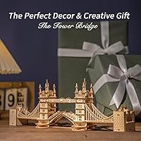 Vista 6 de ROBOTIME - Kits de rompecabezas de madera en 3D con luz LED, kit de construcción de modelo de torre puente de bricolaje para construir, rompecabezas