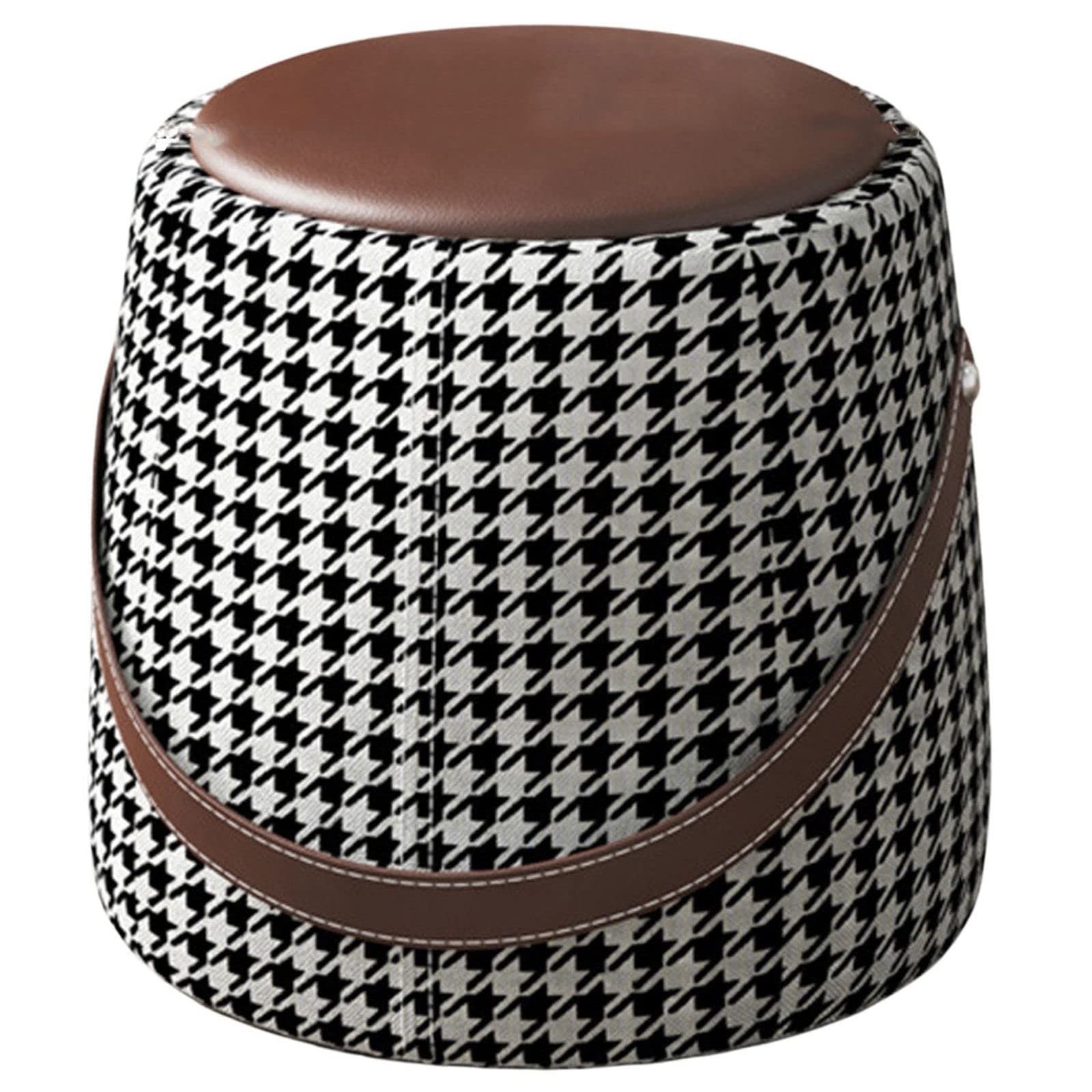 Pouf rond en coton et lin jaune avec assise rembourrée 45cm