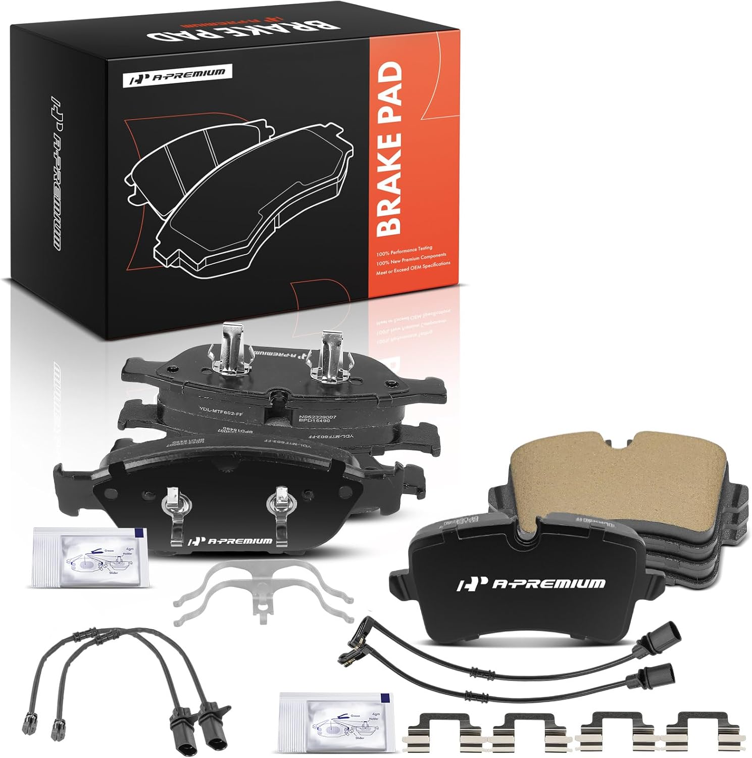 A-Premium Front and Rear Ceramic Brake Pads Set Compatible with Audi Models - A6 2016-2017, A6 Quattro 2012 2014, S7 2015-2017, A7 A8 Quattro