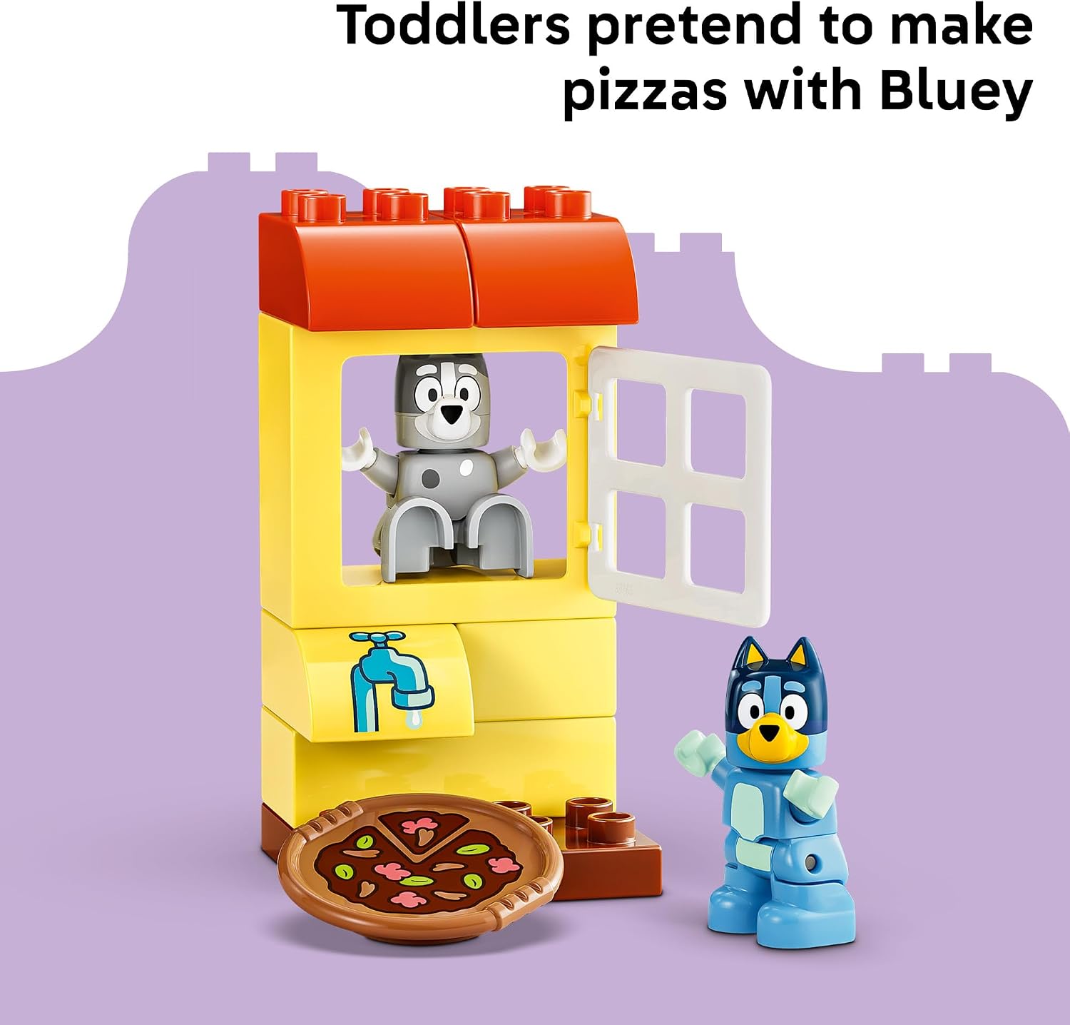 LEGO DUPLO Bluey Pizza Girls with Muffin and Bluey - Learning and Building Toy for Toddlers, Ages 2+ - Bluey Playset with 2 Toy Figures for Boys & Girls - Gift Idea for Birthdays - 10469