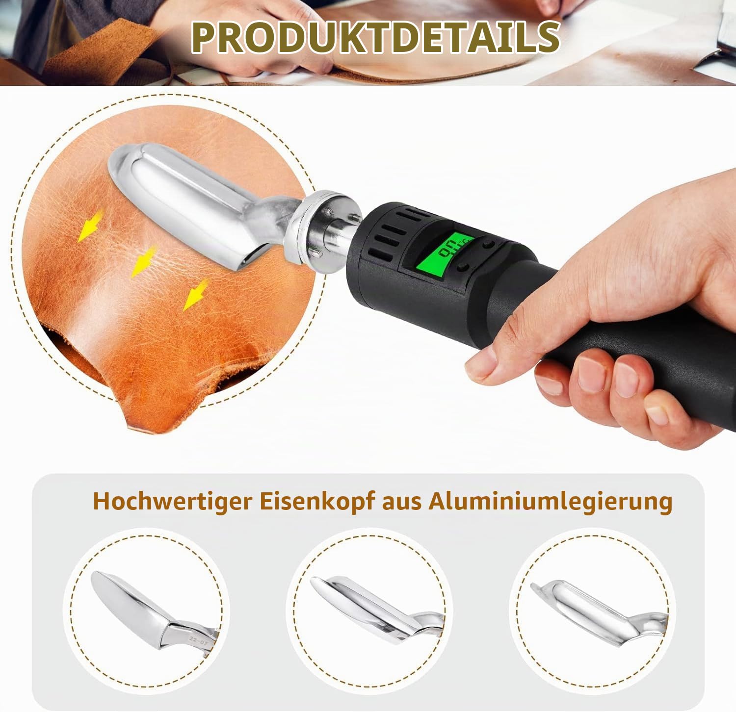 Zerodis Mini-Bügeleisen für Bastelquilten, 220 V Temperaturregulierbare Mini-Lederbügeleisen Anti-Falten-Haushaltsbügeleisen für Lederbekleidung Nähen & Schuhe(EU-Stecker)