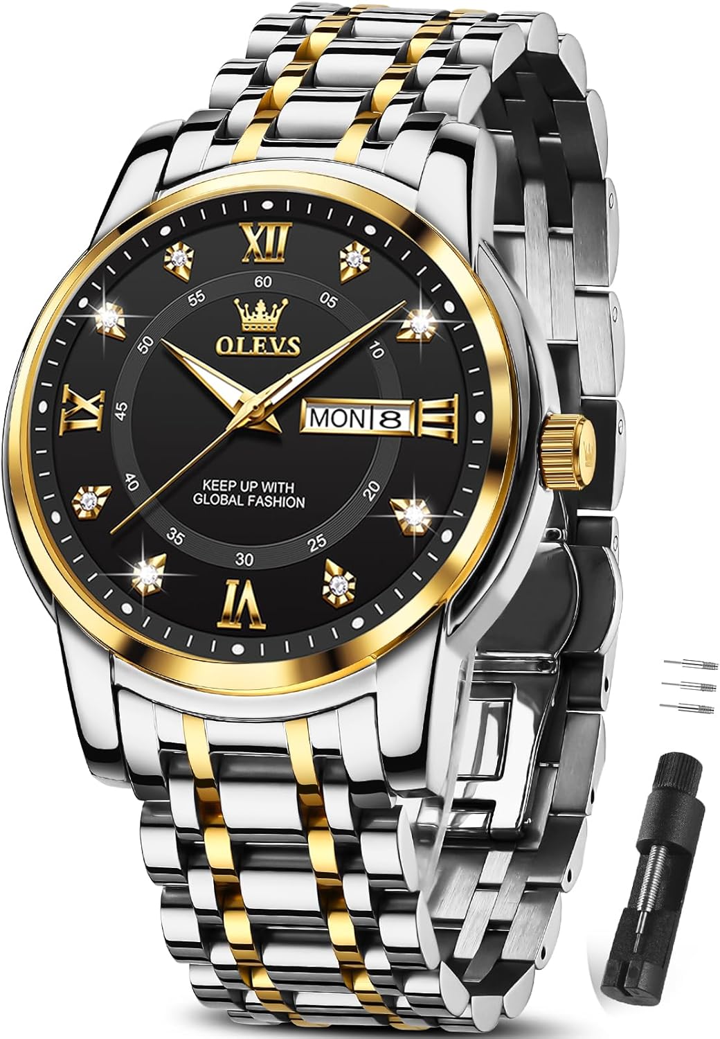OLEVS Classic Men Watches with Date,Stainless Steel Man