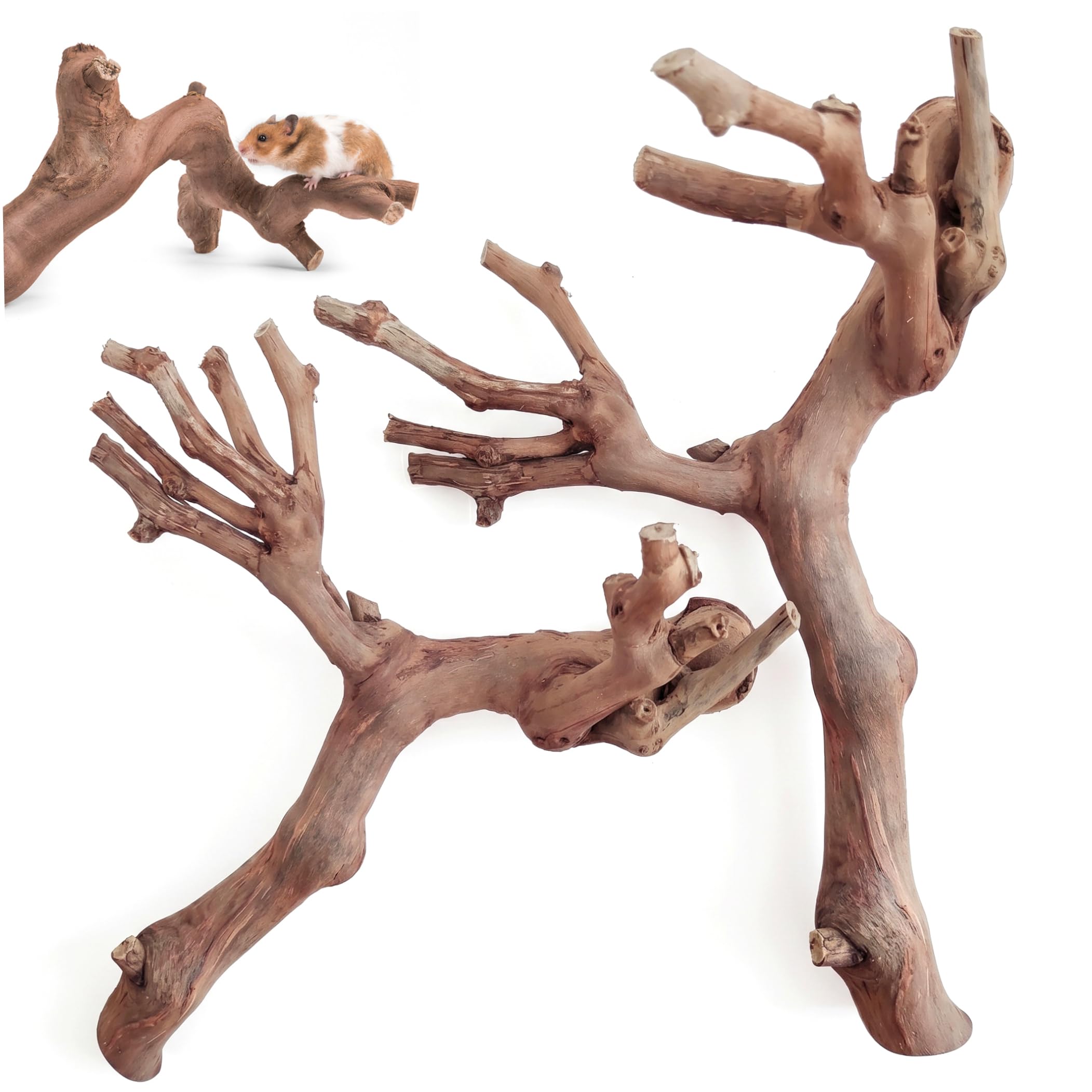 NASSMOSSE 2 Pcs Hamster Toys, Natural Grapevine Climbing Branches Hamster Enrichment Toys, Small Animal Cage Decor & Rat Exploration