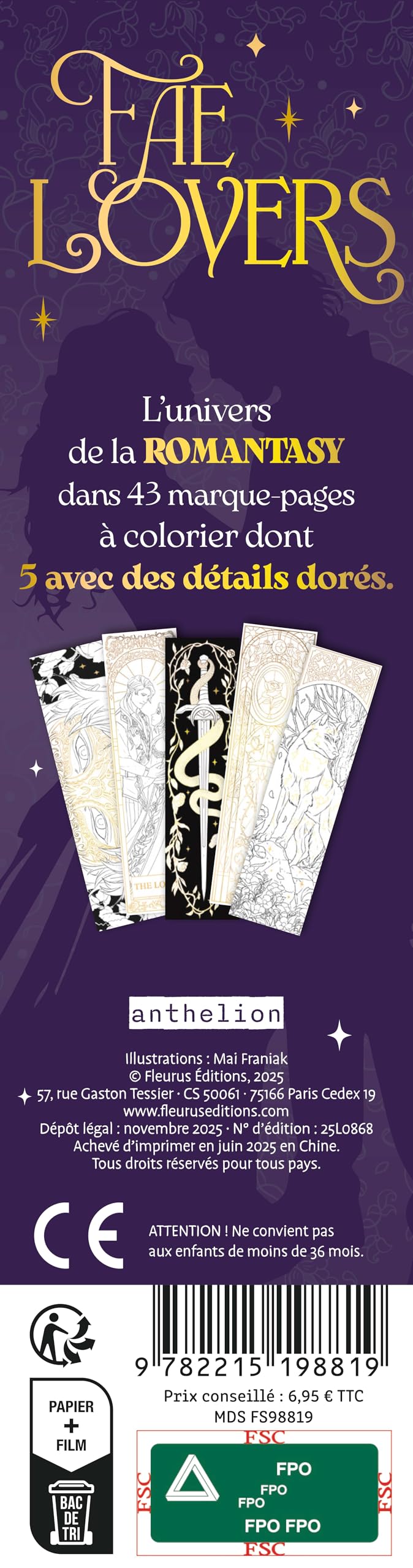 Fae Lovers: Marque-pages à colorier romantasy
