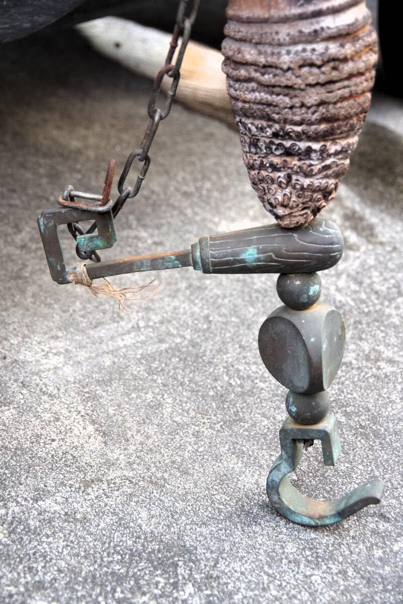 自在鉤 竹根 銅製 古民具 アンティーク