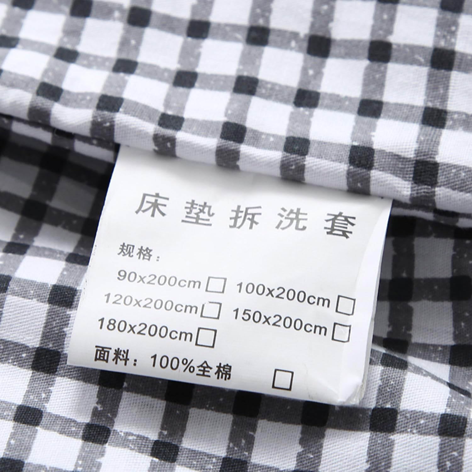 伝統的な日本の布団マットレスカバー 100%コットン ファスナー付き 洗濯機洗い可能 畳床マットレスプロテクター D 90x190c