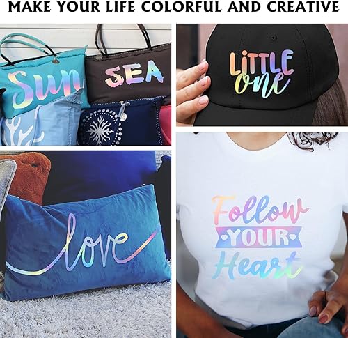 Miniatura 6 de Retwinkle Vinilo holográfico de transferencia de calor HTV plateado de 12 x 20 pulgadas, 2 hojasrollo de vinilo HTV para camisas, vinilo para