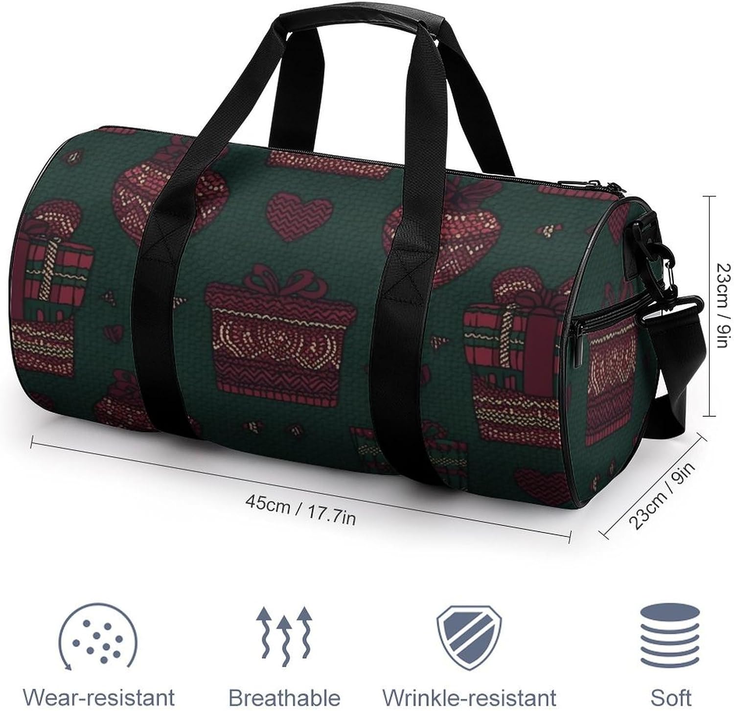 Sports Gym Bag for Women Men Travel Duffel Bag Tote Weekender Bag Gift Box Pattern Carry on Overnight Bag for Travel Swimming Fitness Workout Sports Duffle Bag image 2