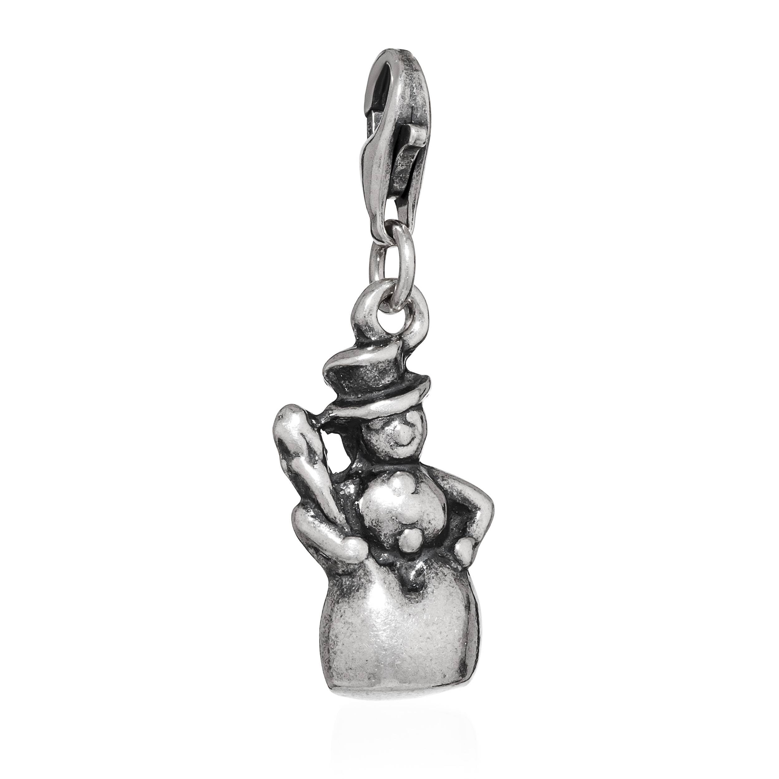 NKlaus Świąteczny bałwanek zawieszka charm srebro 925 antyk 26 mm bransoletka z zawieszkami 16222, Srebro szterlingowe