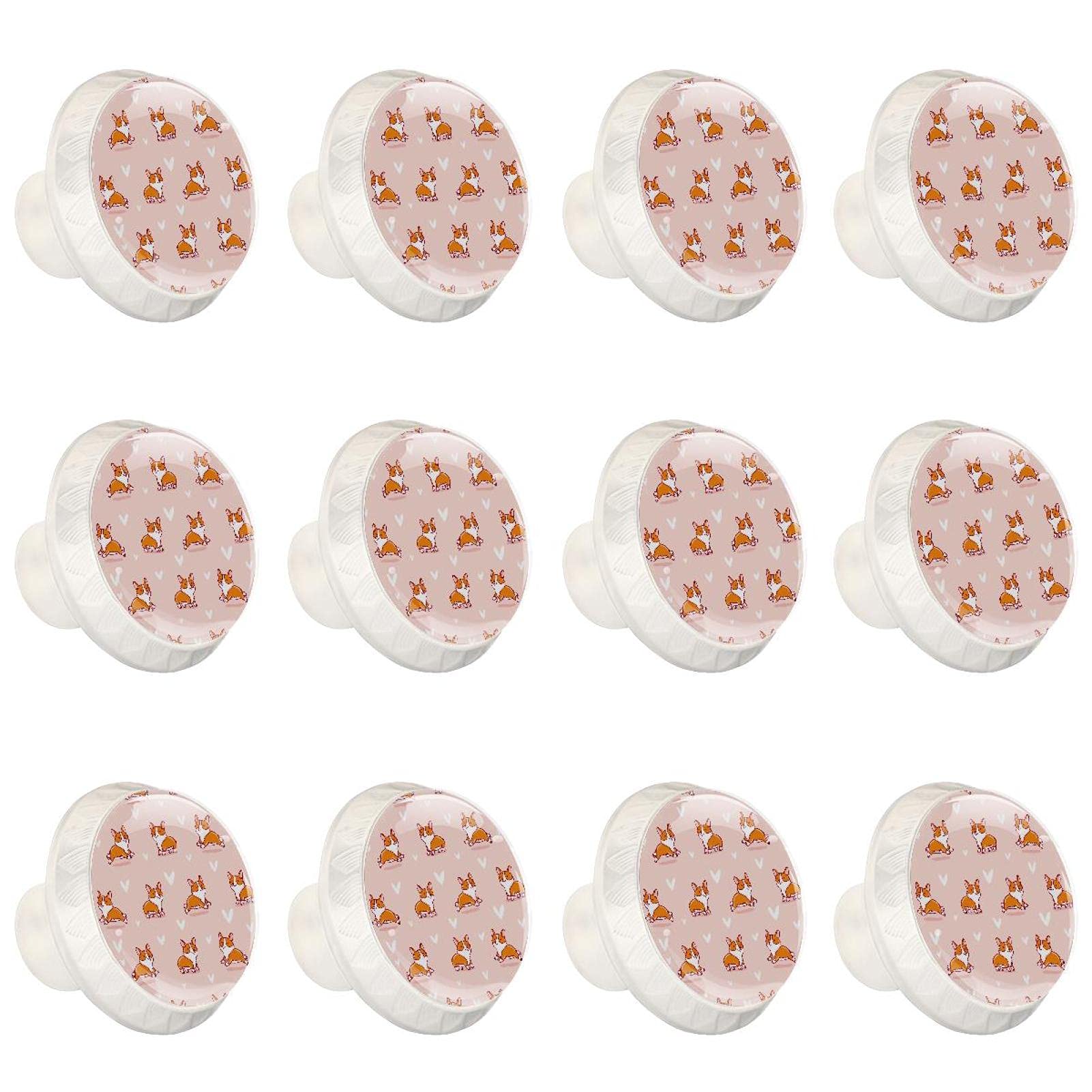 Boutons d'armoires de cuisine corgi lot de 12 poignées roses rondes pour tiroir de commode