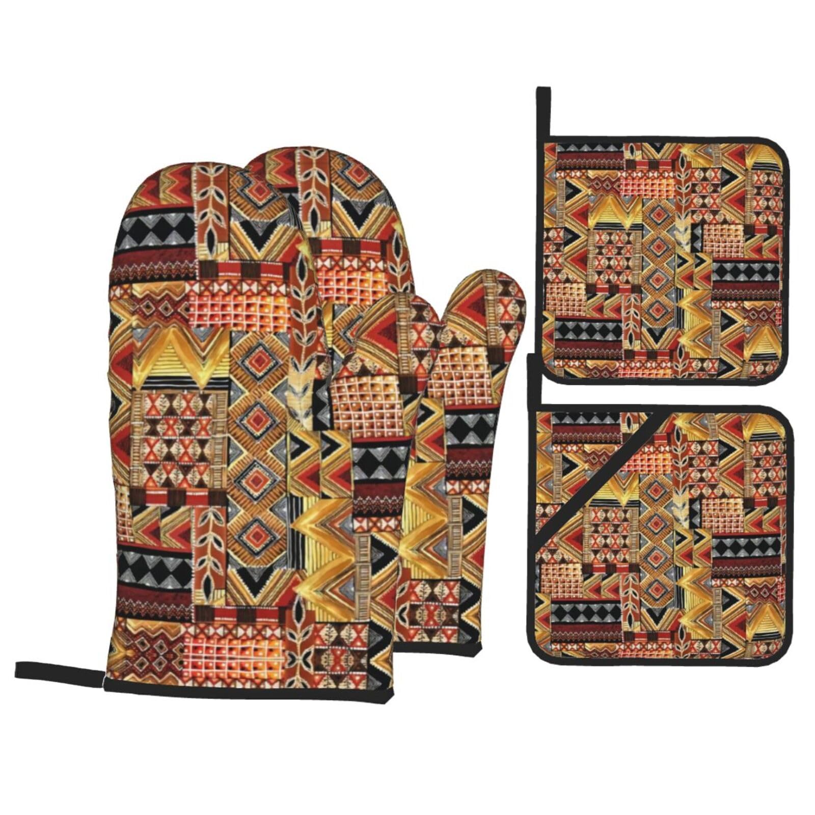 Kit de cocina de 4 piezas para hornear y suministros impresos con patchwork de estilo africano