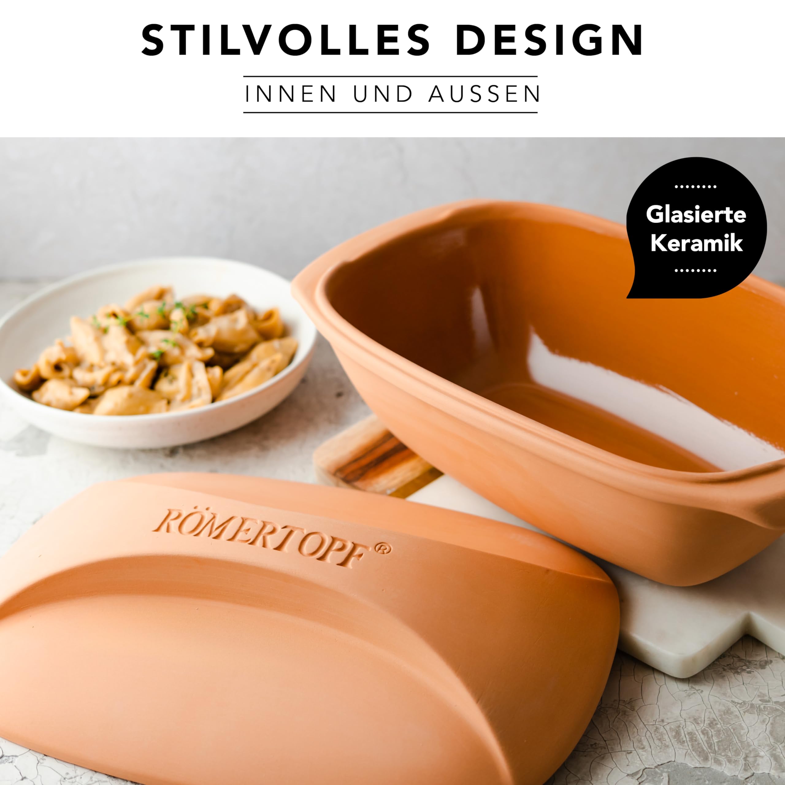 Römertopf Tegame in Terracotta Naturale 3 Litri con Coperchio – Pentola da Forno per Arrosti e Stufati, Cottura Sana senza Grassi, Terracotta, dal 1967
