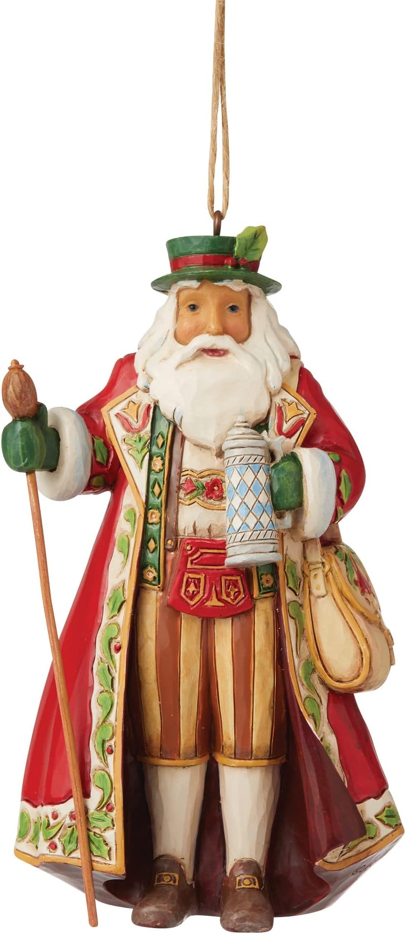 Jim Shore Heartwood Creek German Santa Hanging Ornament, 4.75 Inch, Multicolor