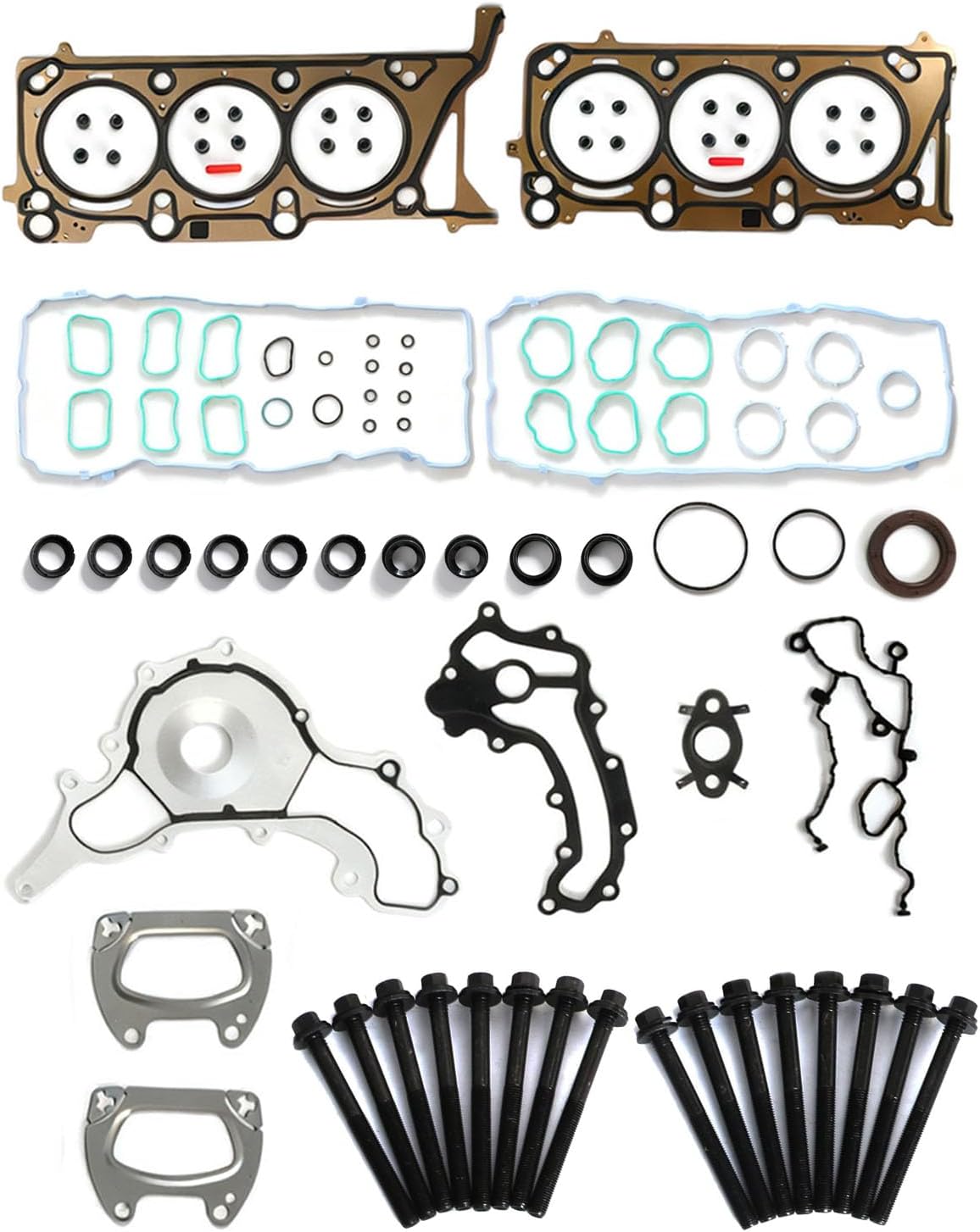 MossTeck HGS1184 Complete Head Gasket Set with Head Bolts for 2016+ 3.6L Pentastar Upgrade Engines