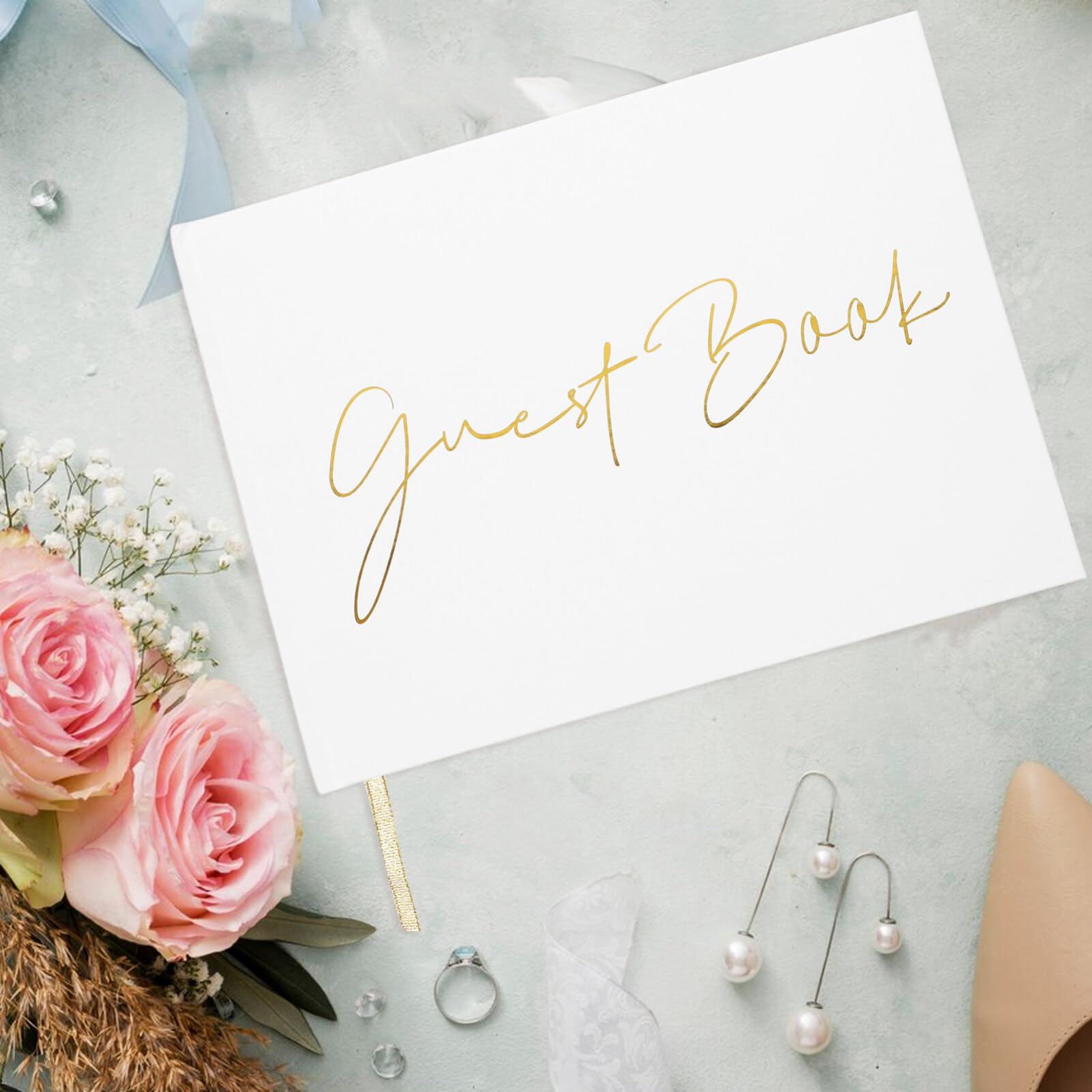 Libro degli Ospiti per Firme 120 Fogli in Carta Matrimonio Bianco