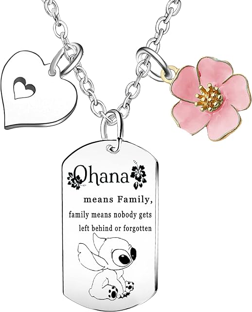 Stitch Necklace Ohana Means Family Necklace For Girls Boys Stitch Gifts For Women Stitch Fans Gifts Inspired Stitch Jewellery Birthday Gifts For Friends Bestie Friendship Gifts For Daughter Son