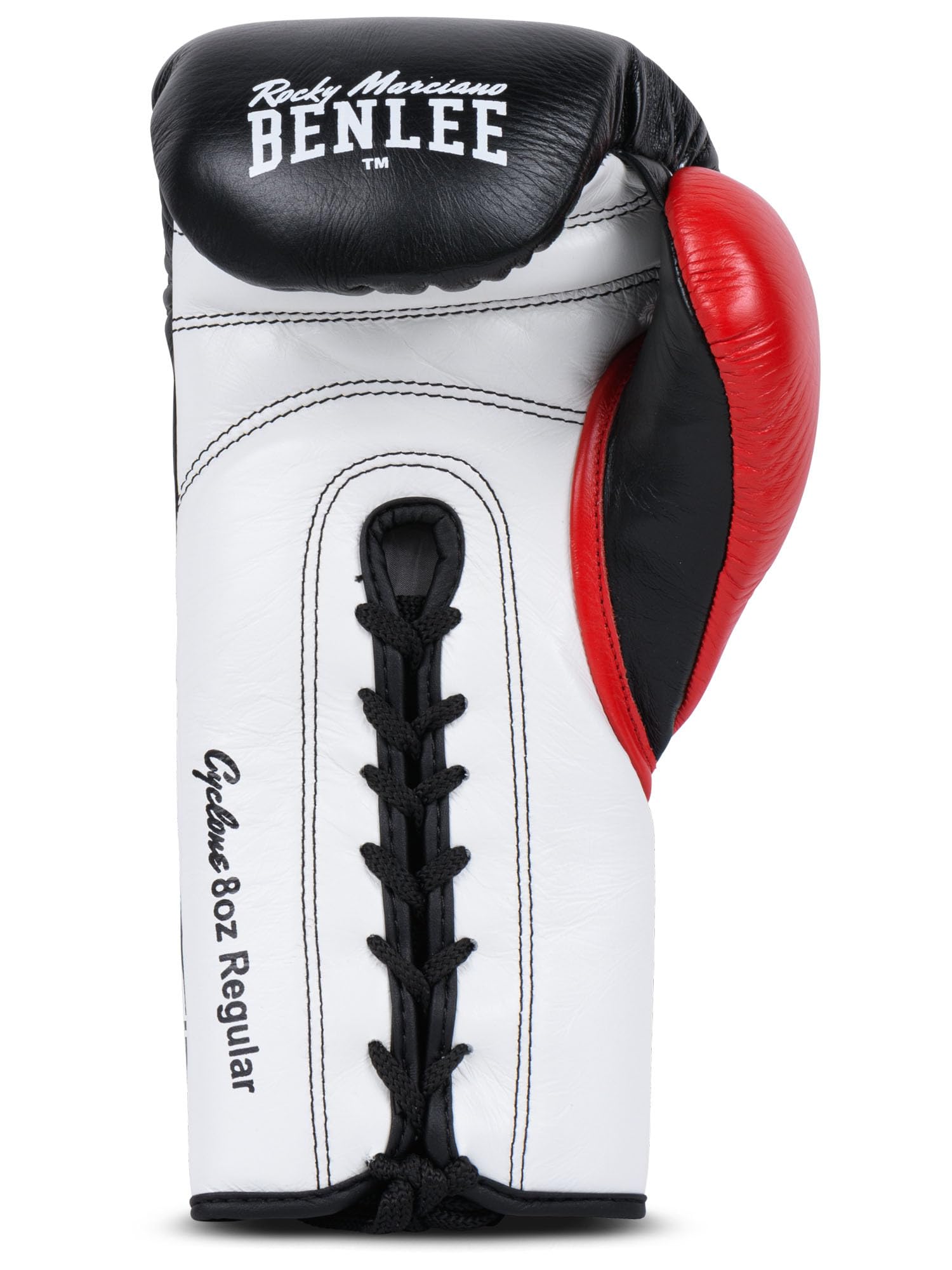 BENLEE Rękawice bokserskie ze skóry Cyclone, czarny/czerwony/biały, 08 oz R