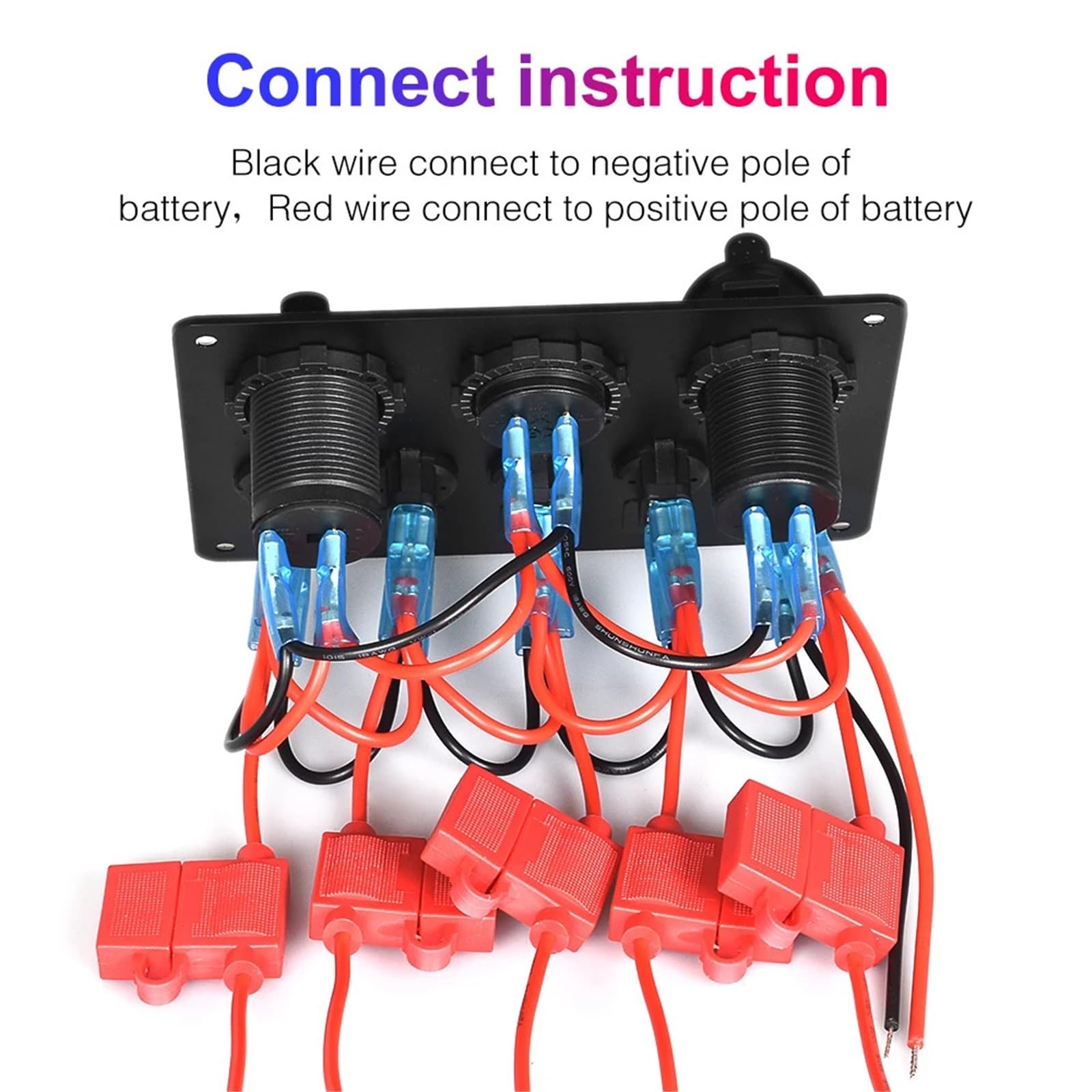 Panel przełączników łodzi samochodowych Wodoodporny cyfrowy woltomierz Podwójny port USB Gniazdo 12 V Kombinacja morskich diod LED Rocker 5 Gang(Green)