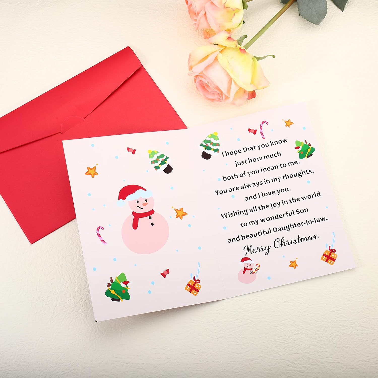 Christmas Cards for Son and Daughter in Law - Christmas Cards with Envelopes, Christmas Gifts for Daughter in Law Gifts from Mother in Law, Stocking Stuffers for Son and His Wife, Cute Christmas Card