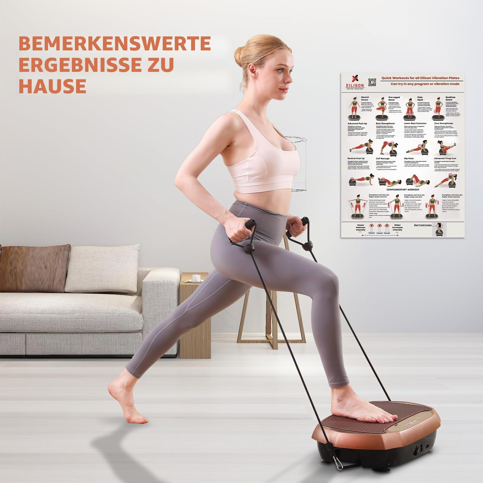 EILISON Ganzkörper-Vibrationsplatten-Workout-Poster – Umfassende Vibrationsplatte Übungsmaschinen-Diagramm Workout-Poster mit Trainingsvorschlägen und detaillierter Anleitung in praktischer