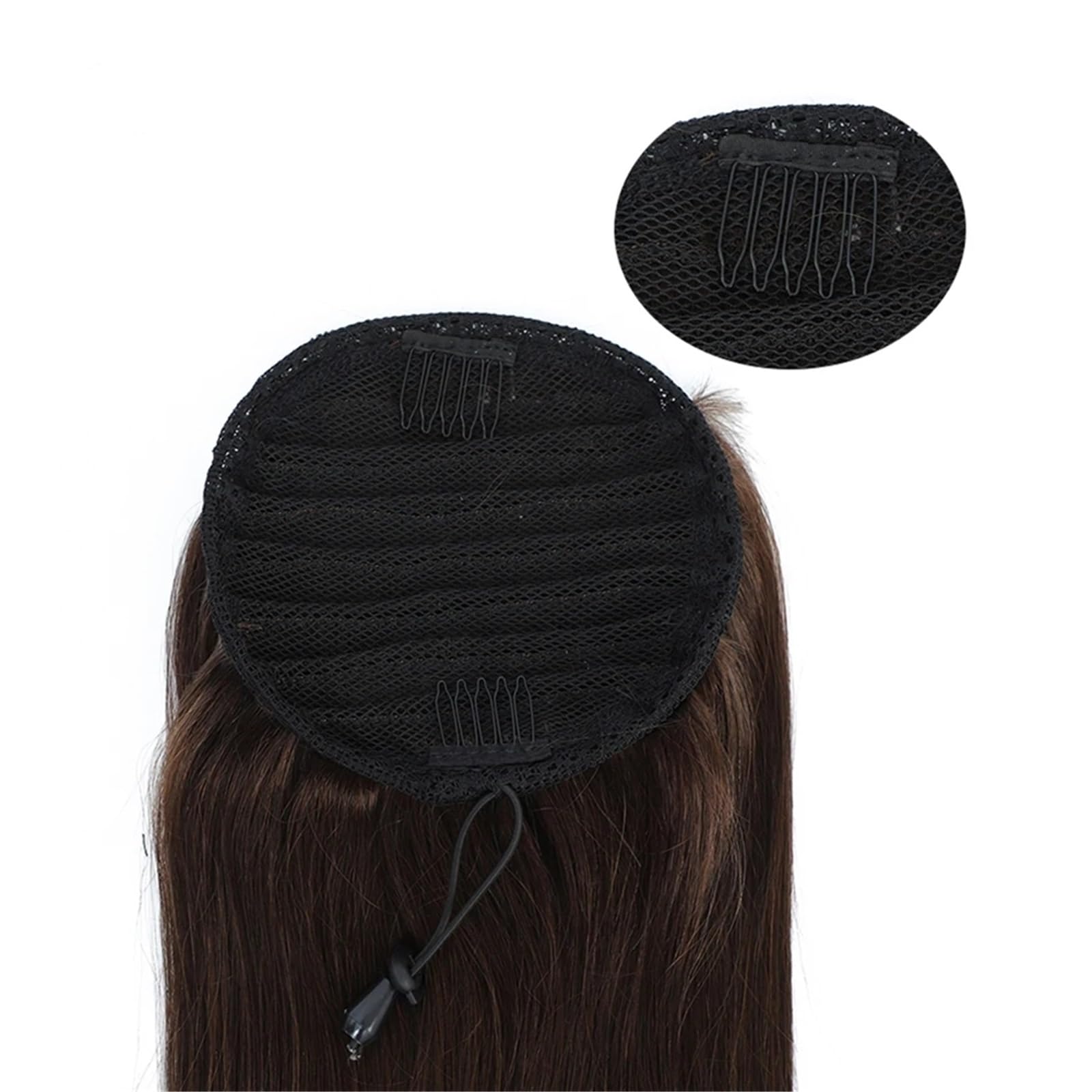 Donne #4 Extension for capelli con clip for coda di cavallo dritta coulisse, 100% umani Uso quotidiano(20inches)