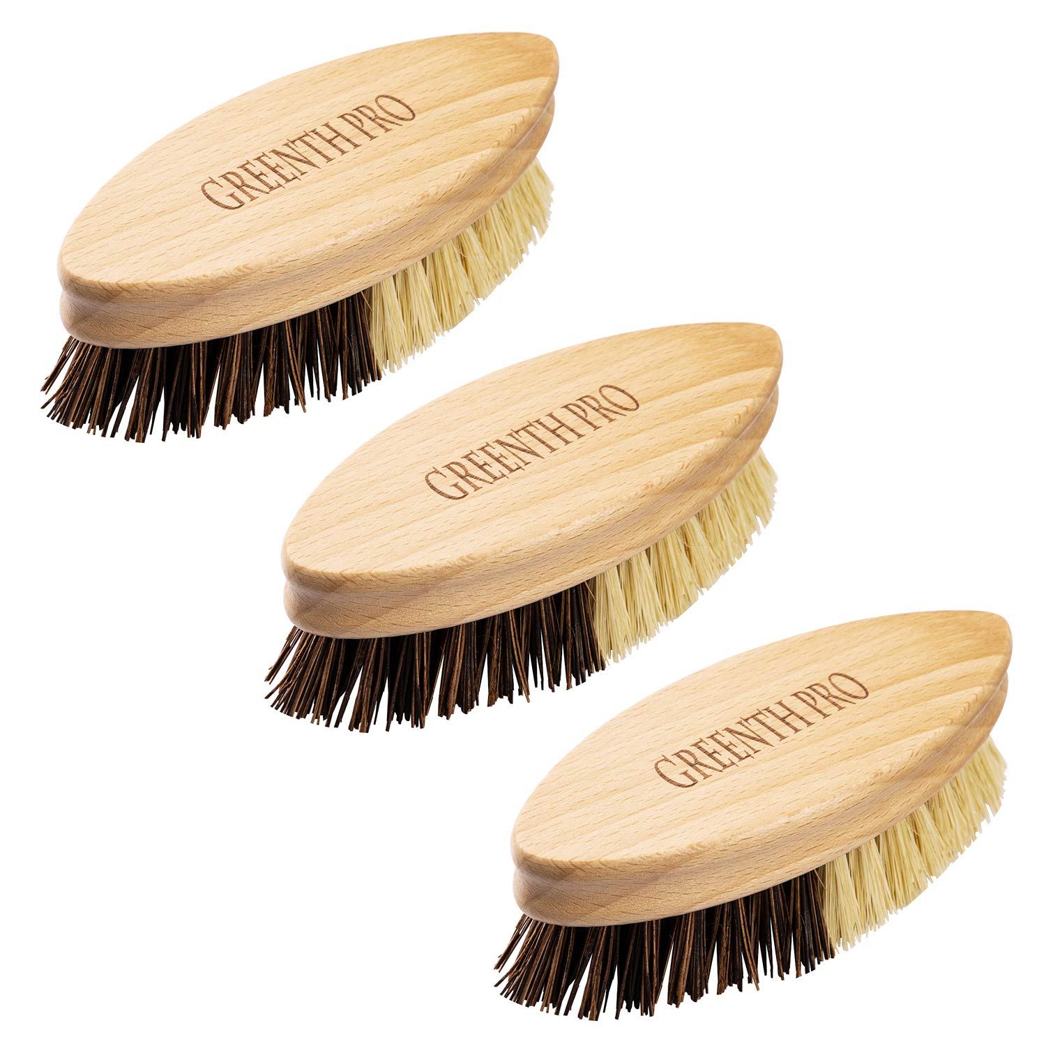 Greenth Pro Eco Friendly Vegetable Brush 3 Packs Oval Beech Wood