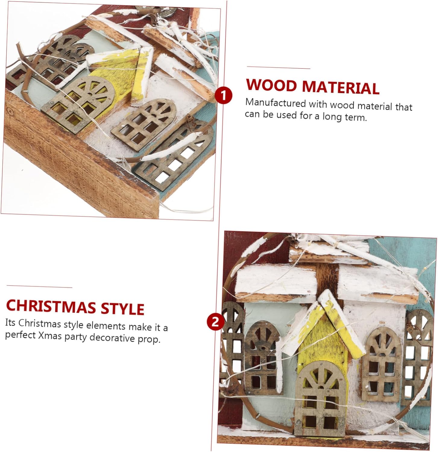 1pc House Ornament for Christmas Desktop Decor Festive Night Light Xmas Miniature Craft for Home Decoration Battery Not Included