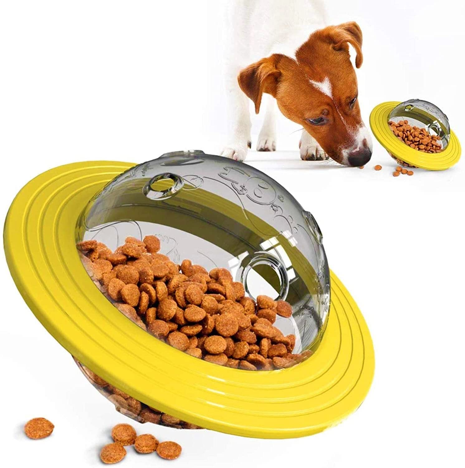 RvPaws UFO Treat Ball, Pet Dog Food Feeder UFO Flying Disc Toy, Puppy Leakage Cat Food Dispenser Multifunctional Chew Interactive Play Toys for Dogs Feeding (Colour May Vary) (B09MB3NV28) Amazon Price History, Amazon Price Tracker