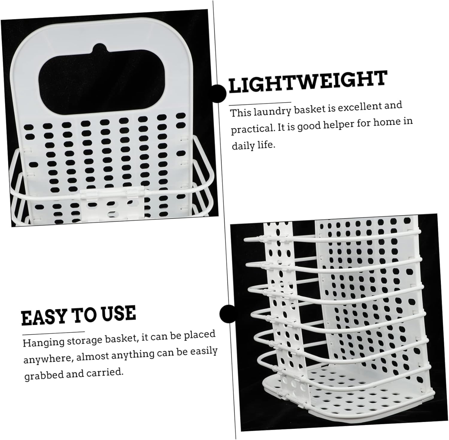 Foldable Wall Mounted Laundry Basket Small White Space Saving Hanging Clothes Storage Hamper for Bathroom and Bedroom and Practical Dirty Clothes Organizer