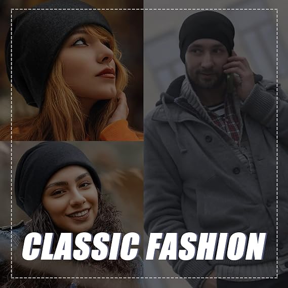 Unisex Slouch Beanie Hat Jersey Beanie Skull Cap Classic Baggy Hat Lightweight and Soft Knitted Cotton Hat Headwear for Men Women