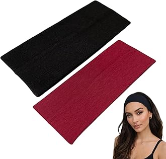 9cm Wide Headbands 2 Pack Soft Head Band Plain Stretchy Unisex Kylie headband Bandeau Headbands for Women & Men Gym Yoga Hair Band (Mixed set 7)