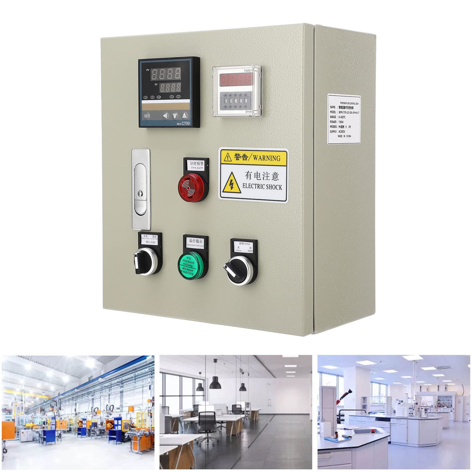 Annadue Controlador de Temperatura PID Caja de Termostato Trifásico 15KW 380V Pantalla Digital de Alta Precisión Control de Temperatura Inteligente para Horno Máquina de Curado UV