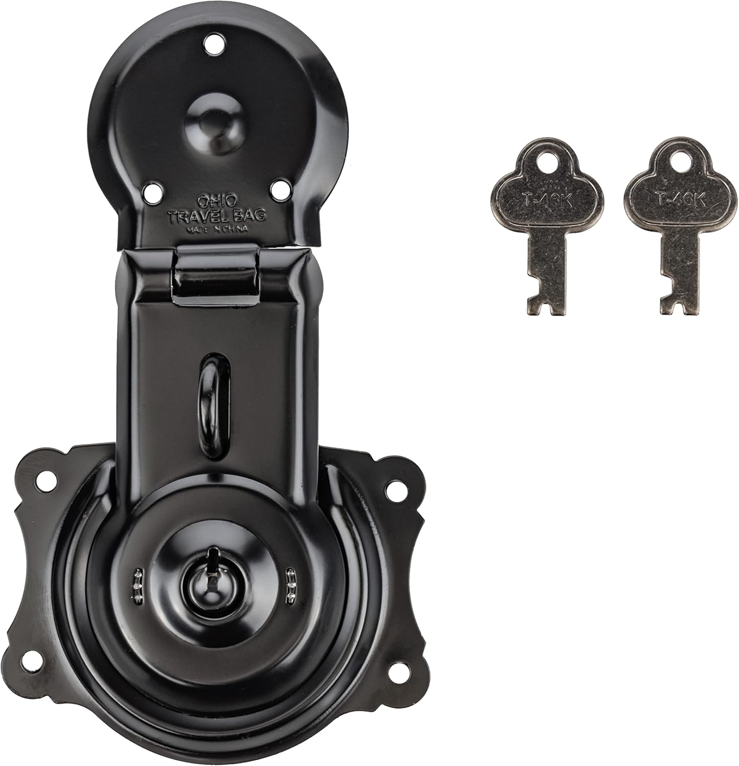 Long Black Plated Flush Mount Antique Trunk Chest Lock w/Keys | Steamer Trunk Hardware, Chest, Cabinet, Old Spring Box, Freezer, Vintage Or Modern Furniture | UA-11-TLBK