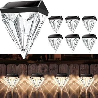 Qualdout Solar Deck Lights - Crystal Clear Outdoor Lighting with Automatic Dusk-to-Dawn Light Sensor & LED Lights for Patio, Garden Fence, Post, Backyard & Pool (6 Pack)