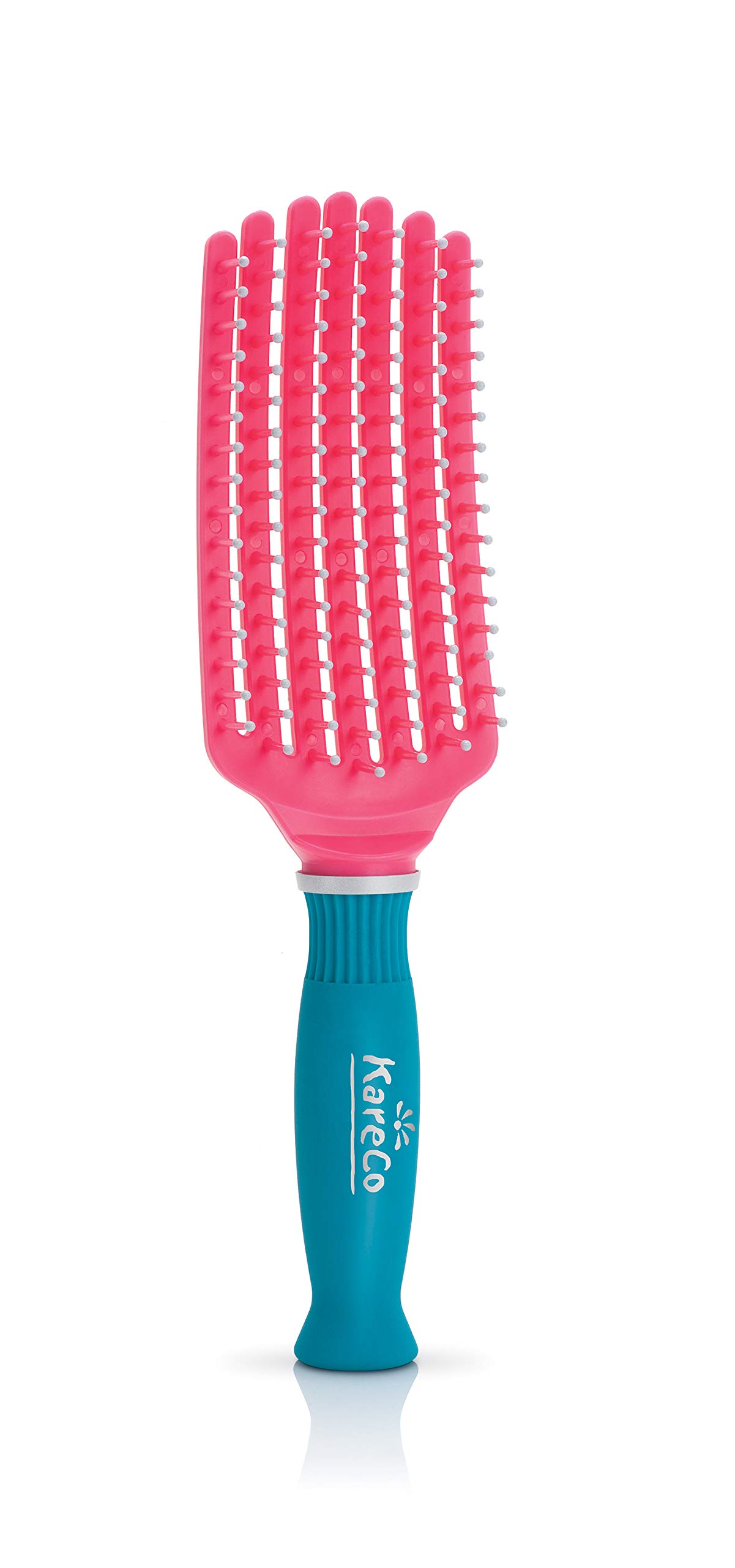 KareCo Mini Tangle Buster Brush For Sensitive Scalps, Gently Massages & Eliminates Knots, Snag & Tangle-Free For Kids, Pets & Handbags - Pink & Teal