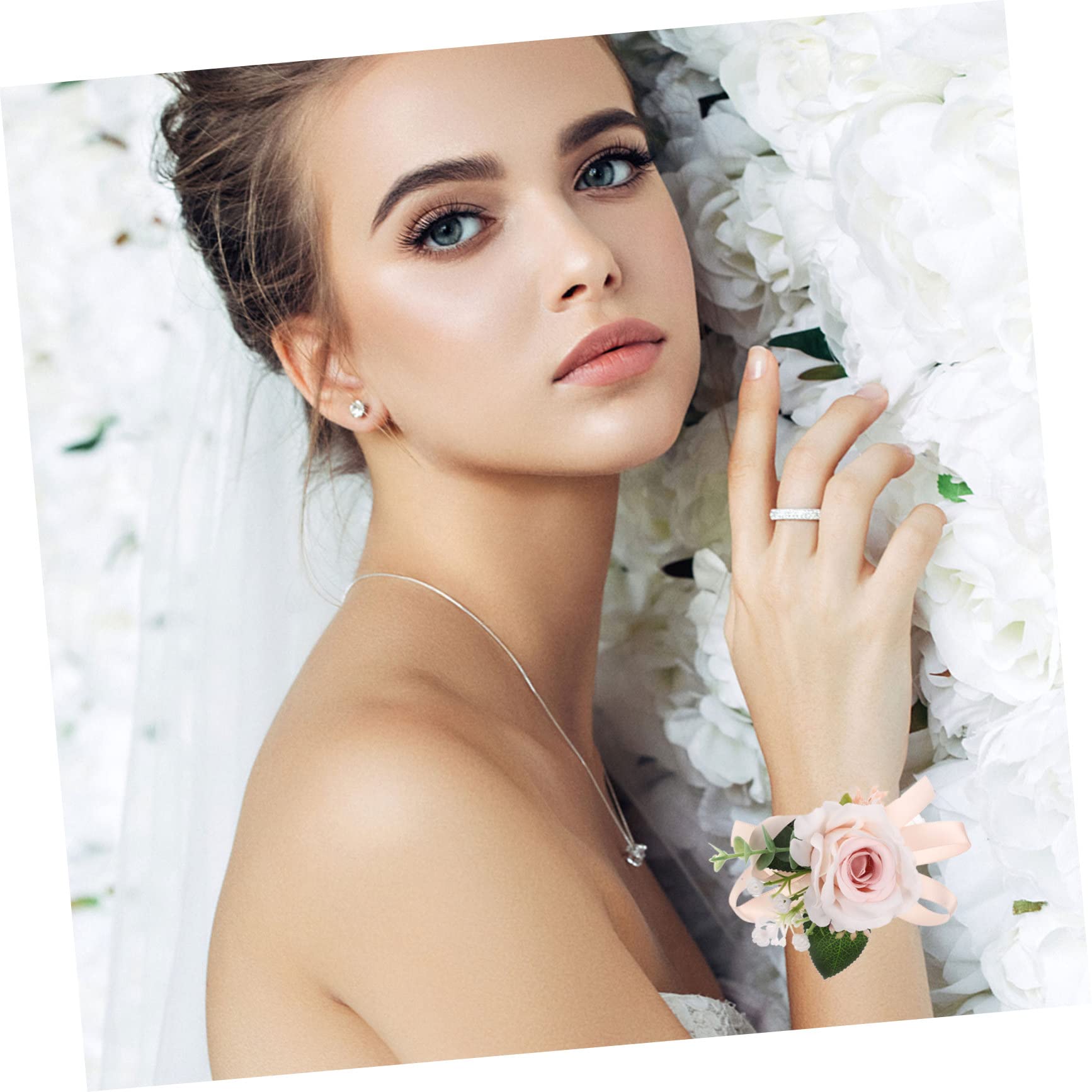MAGICLULU 6 Stück Elegantes Armband Blumen aus Stoff für Hochzeit Brautjungfer Accessoire Zarte Handgelenksdekoration für Hochzeitsfeier