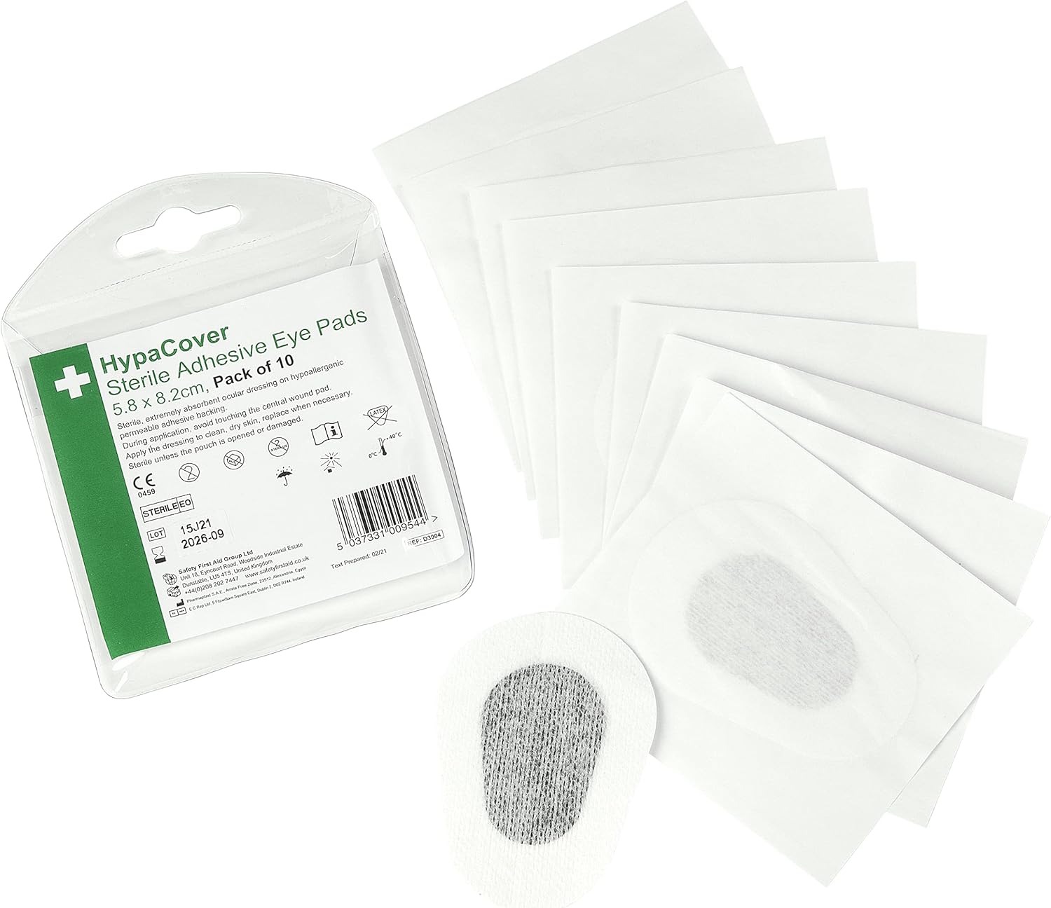 HypaCover Sterile Adhesive Eye Pad, 5.8 x 8.2cm (Pack of 10)
