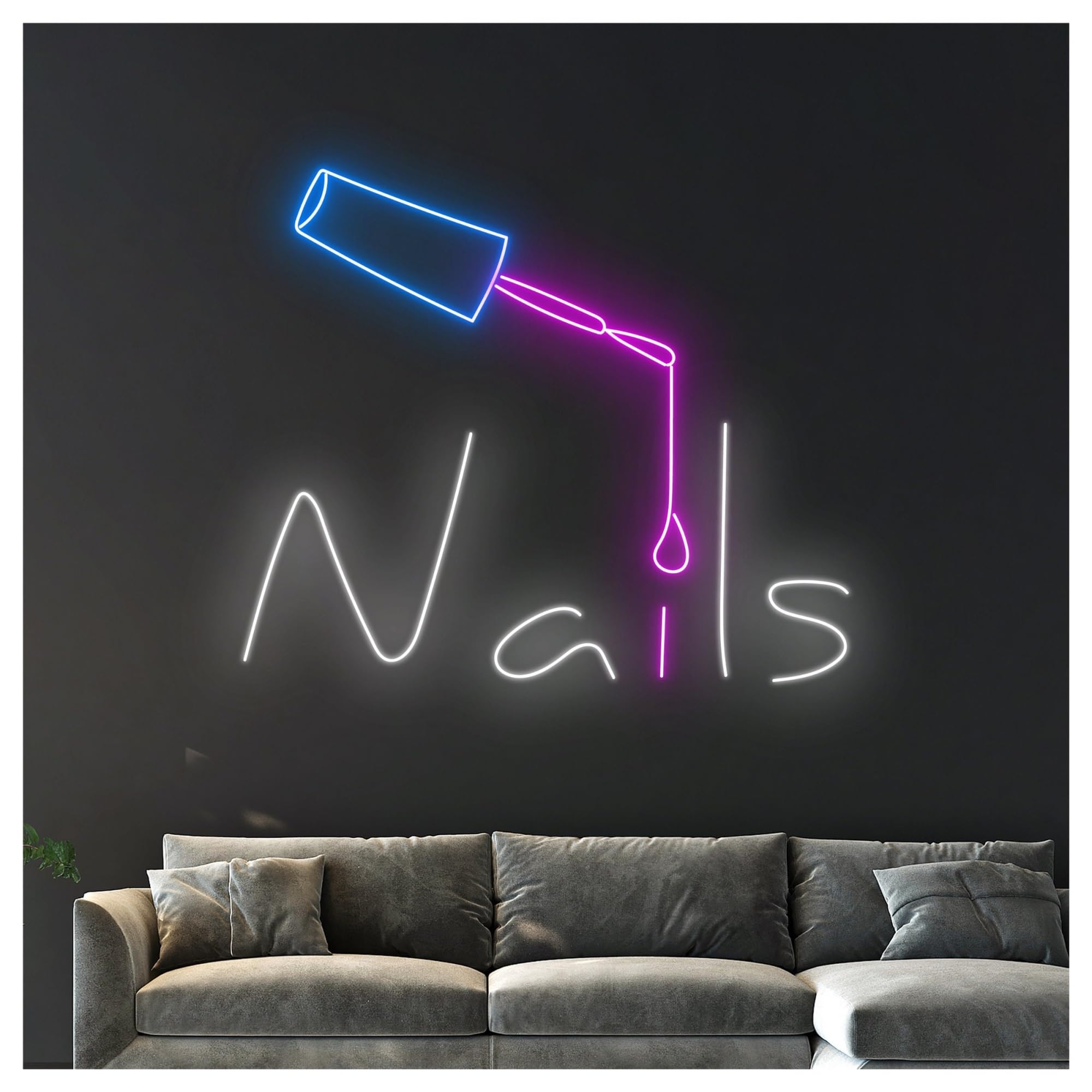 SHOUXI Sign Lamp Nails Neon Sign, Suitable for Beauty Shop Wall Decor with Dimmable 46cm