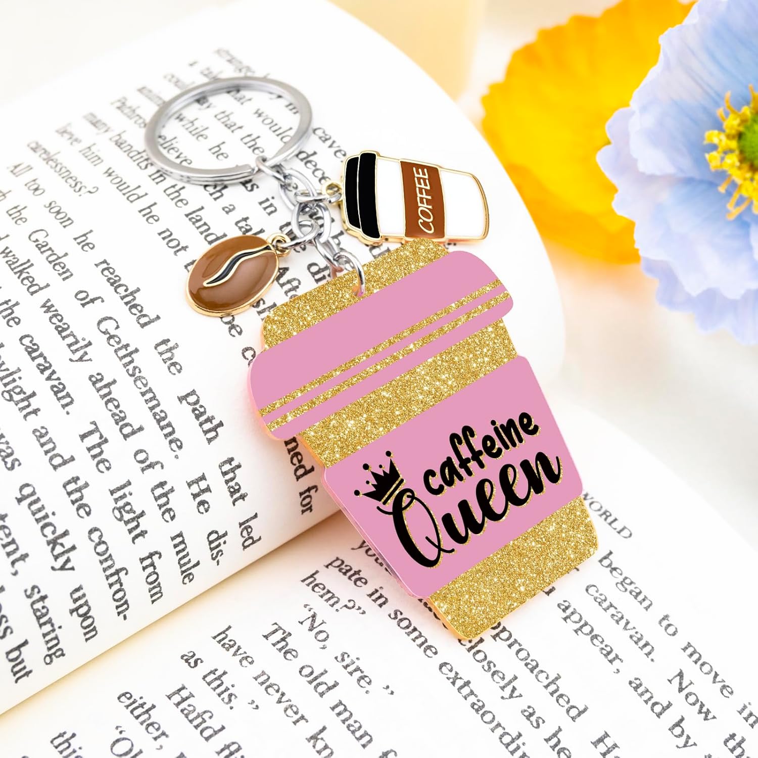 Coffee Gifts For Women Mom Girl Wife Friend Acrylic Cute Coffee Keychain Caffeine Queen Keyring Coffees Lover Gifts For Coffees Drinkers Christmas Birthday Gift - Image 7