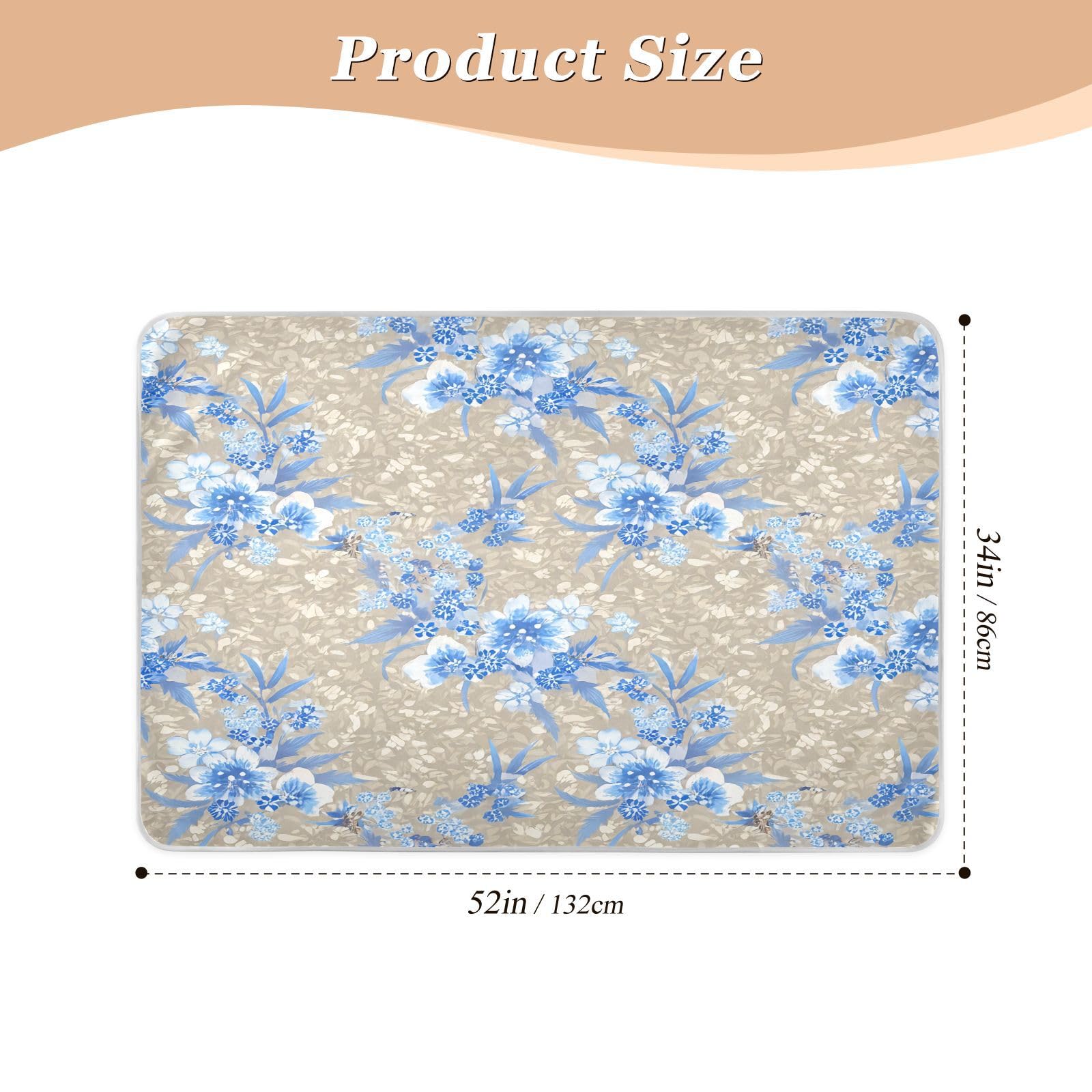 BOESI Graffiti Vintage Blue Flower Waterproof Pads for Bedwetting and Incontinence, Reusable Pads, Reusable Diaper Pads for Bed, Sofa, Travel