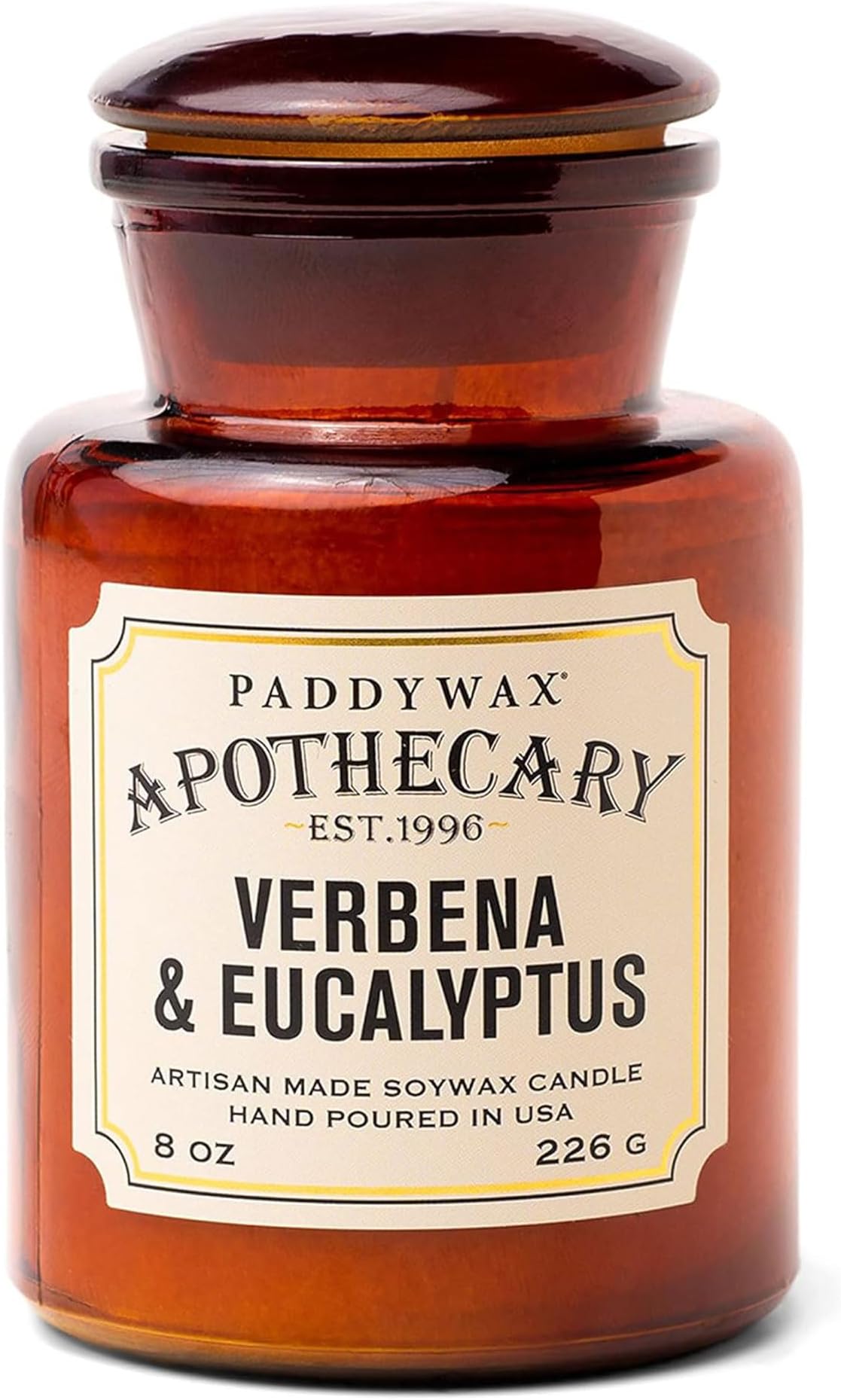 Paddywax (Medium, 240ml, Verbena & Eucalyptus) - Apothecary Collection Scented Soy Wax Jar Candle, 240ml, Verbena & Eucalyptus
