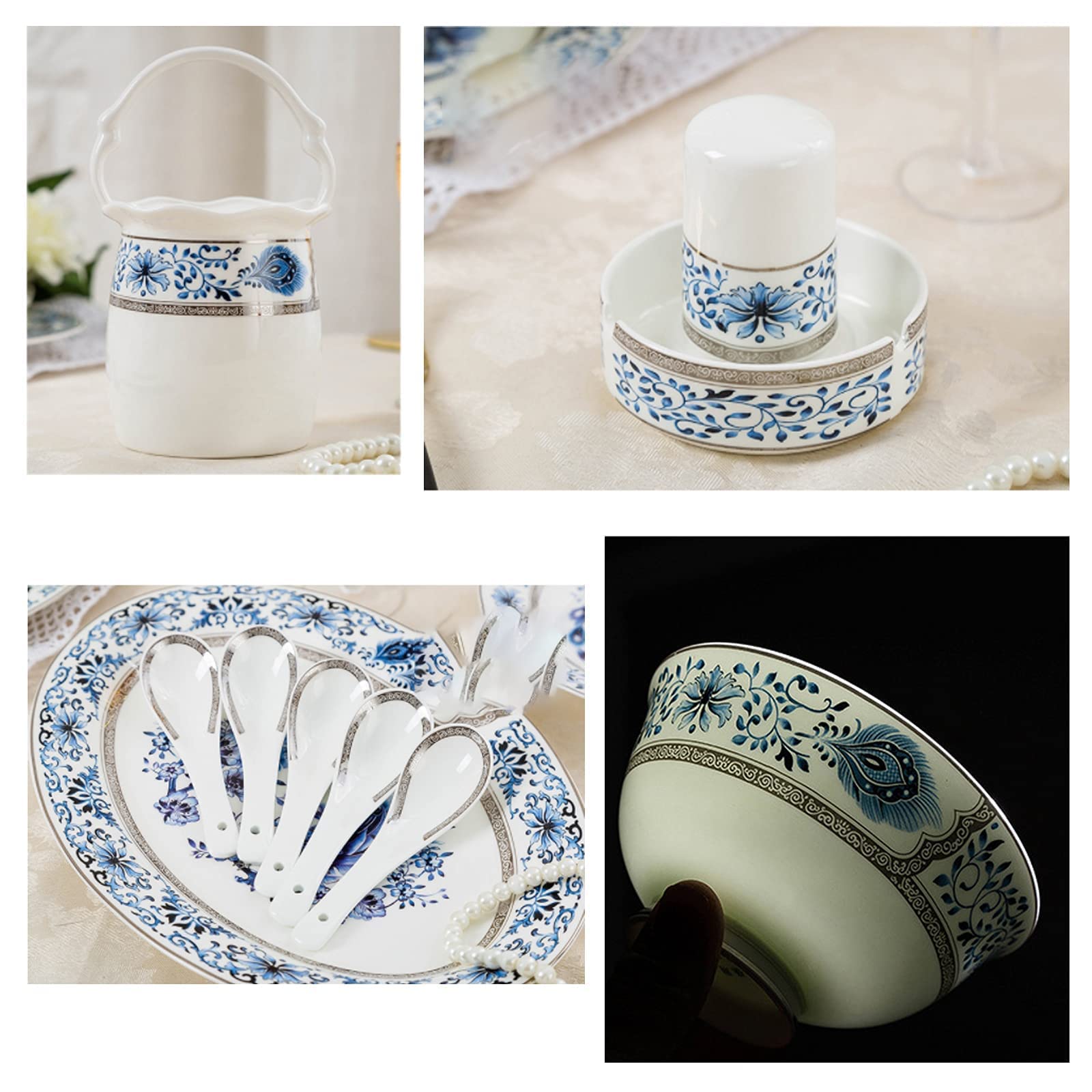 Zestaw Ceramicznych Naczyń Obiadowych W Stylu Retro, Piękny Zestaw Z Porcelany W Kolorze Złotym I Białym, Idealny Na Domowe Przyjęcie, Wesele, Hotel, Boże Narodzenie