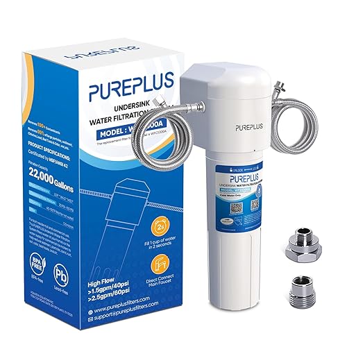Miniatura 10 de PUREPLUS Filtro de agua para debajo del fregadero, capacidad de 40,000 galones, 99.99% de reducción de cloro, certificado NSF/ANSI 42, elimina