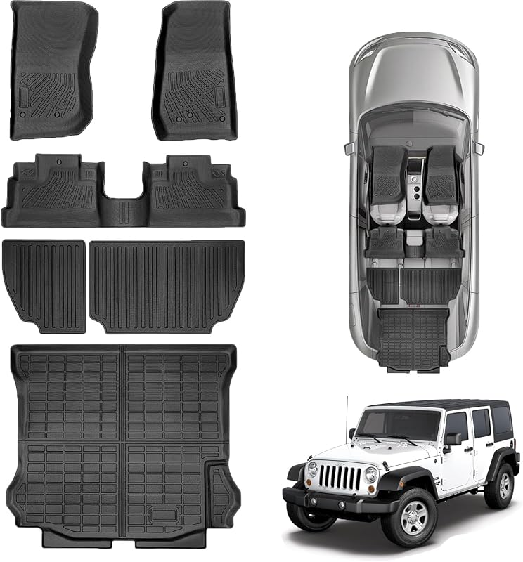Tapetes automotivos 3D em TPE para Jeep Wrangler JK 4 portas 2007–2013 Orybot