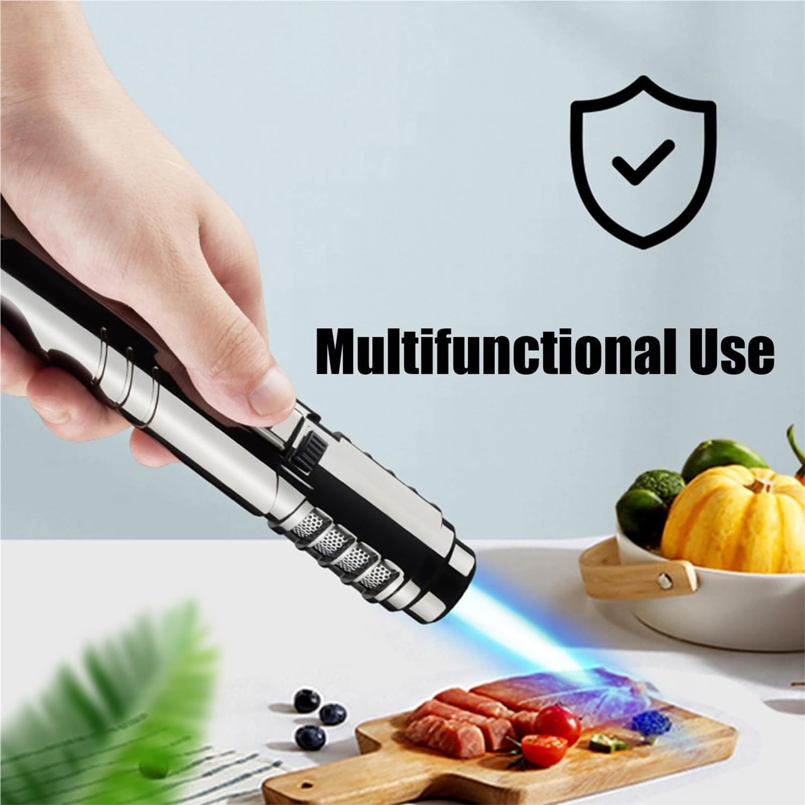 Briquet Torche Butane Rechargeable 1800℃ Jet Flamme Coupe-Vent Réglable Cuisine Extérieur Idéal pour Camping Barbecue