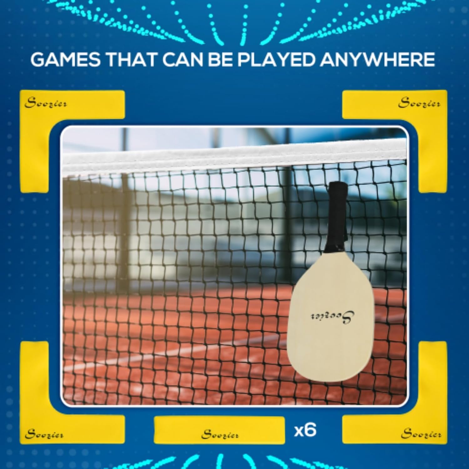 Pickleball Set, 22-Foot Portable Lane Pickleball Net, Badminton Net with Net, Court Markers and Wheels, with 4 Pickleball Paddles, 8 Pickleballs and 1 Carrying Bag