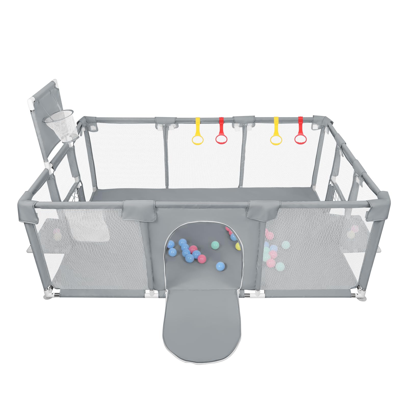 Grand Parc Bébé Modulable 180×120×66 cm Tissu Oxford Gris Foncé Aire de Jeux Sécurisée